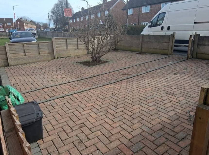 Block paving restored — before CRJ Gardening & Grounds