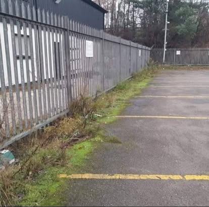 Depot car-park tidied — before CRJ Gardening & Grounds