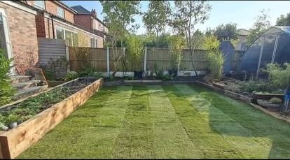 New lawn laid & landscaped — after CRJ Gardening & Grounds